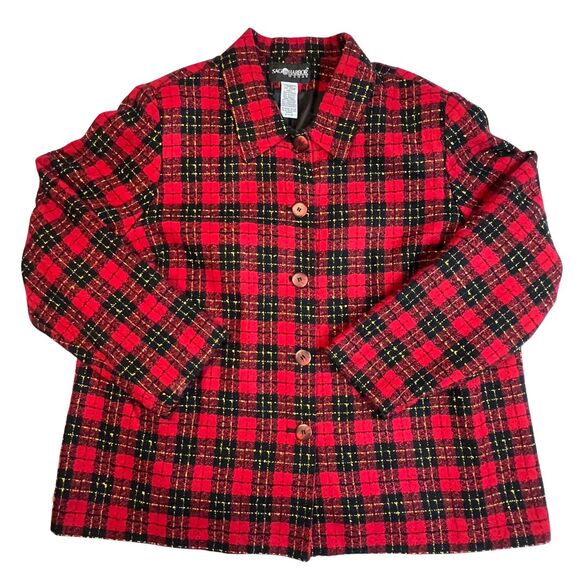 VTG Sag Harbor Jacket Womens 20 Plaid Button Dressy Professional Holiday Blazer - Picture 7 of 12
